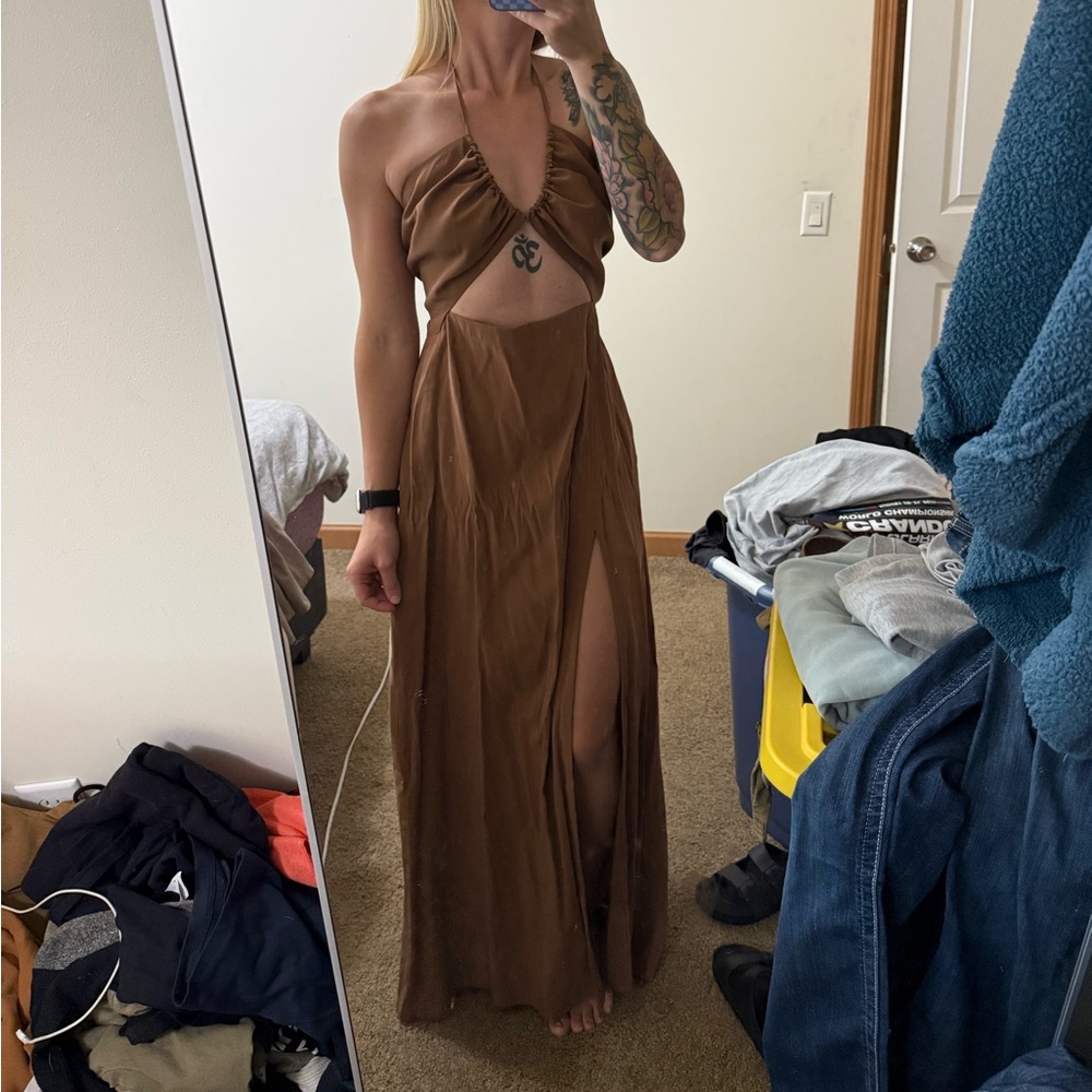 AIALA Boutique Tulum ARA dress tan beige small medium
